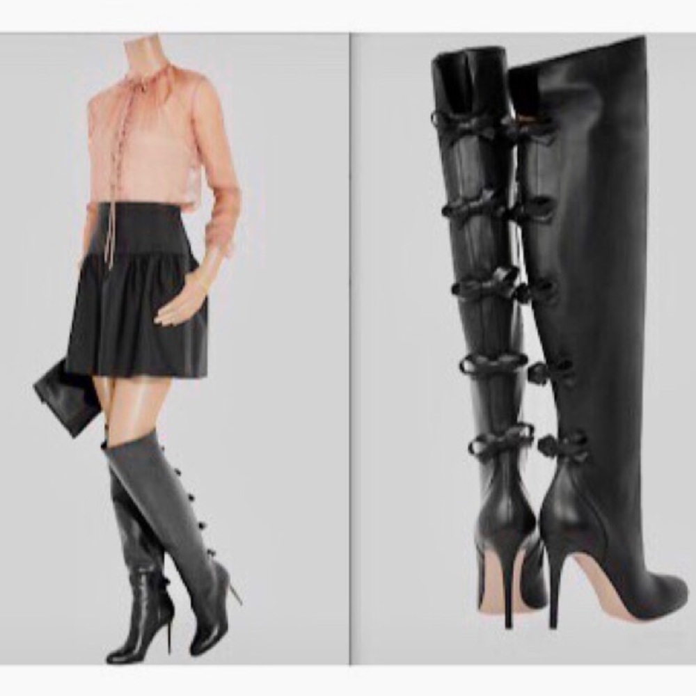 Valentino Leather Knee-High Boots
